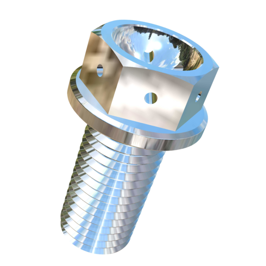 Titanium M12-1.5 Pitch X 25mm Allied Titanium Hex Head Flange Bolt with Reduced Safety Wire Drilled Head